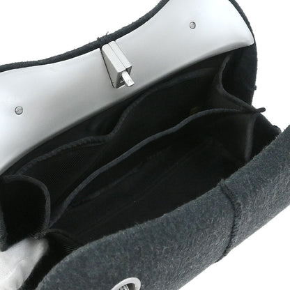Chanel Millennium Shoulder Bag Felt, Gray, Canvas, Shoulder Bag