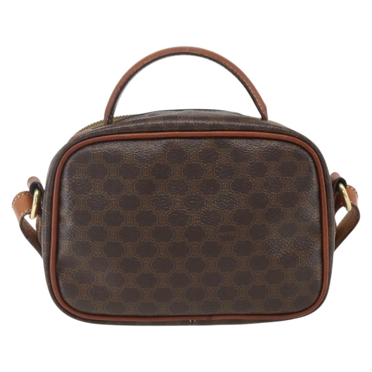 Celine Vintage Macadam Handbag Canvas and Leather, BROWN, CANVAS, Shoulder bag