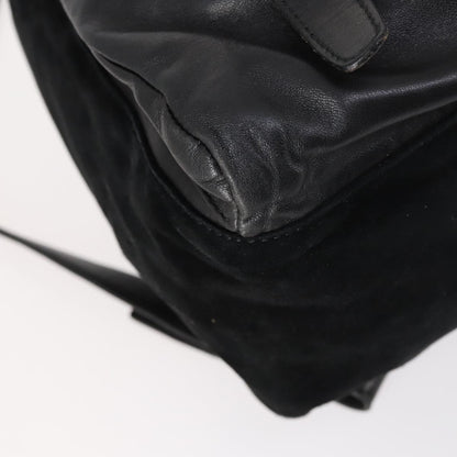Prada Vela Double Front Pocket Backpack Leather, BLACK, LEATHER, Backpack
