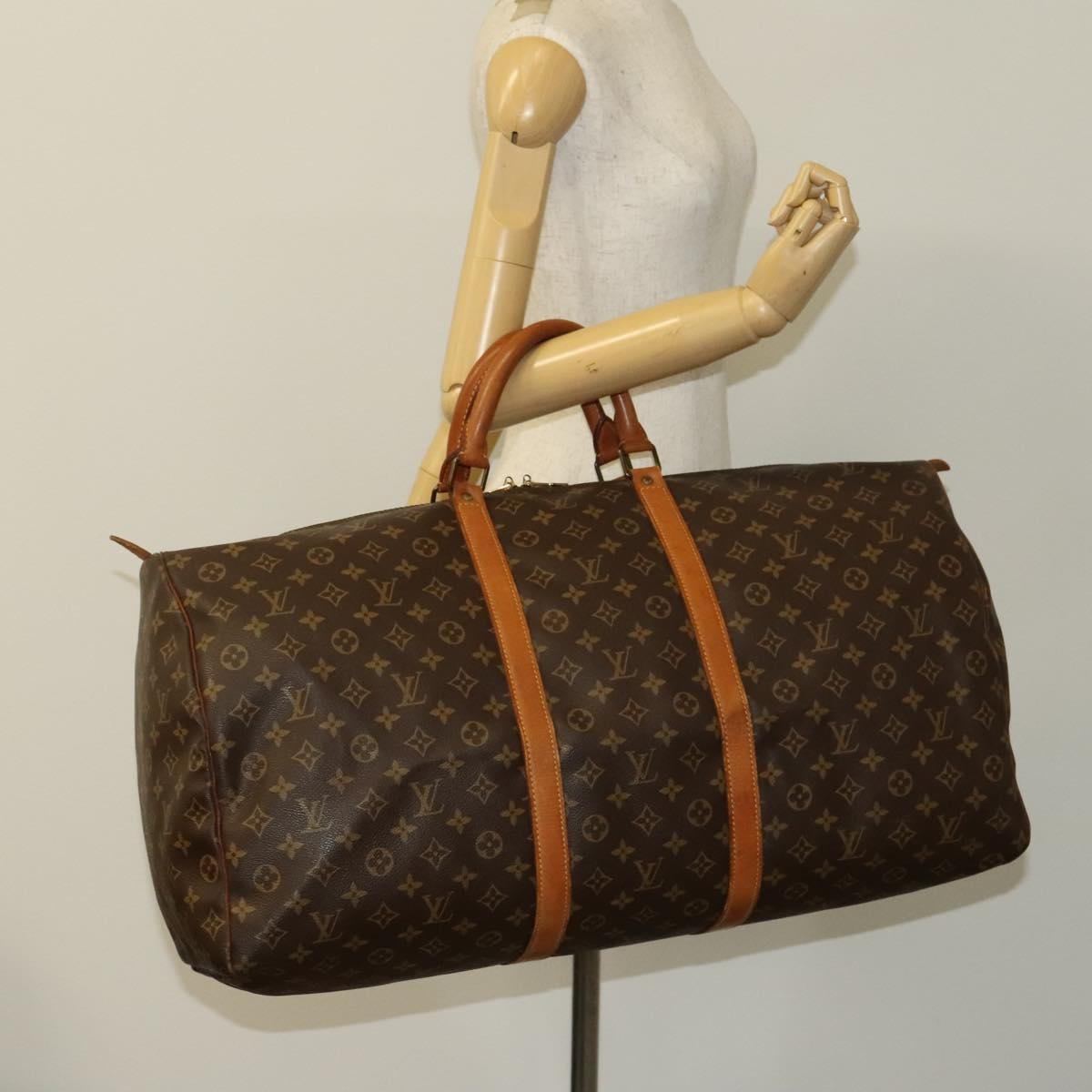 Louis Vuitton Keepall Bag Monogram Canvas, BROWN, CANVAS, Travel bag