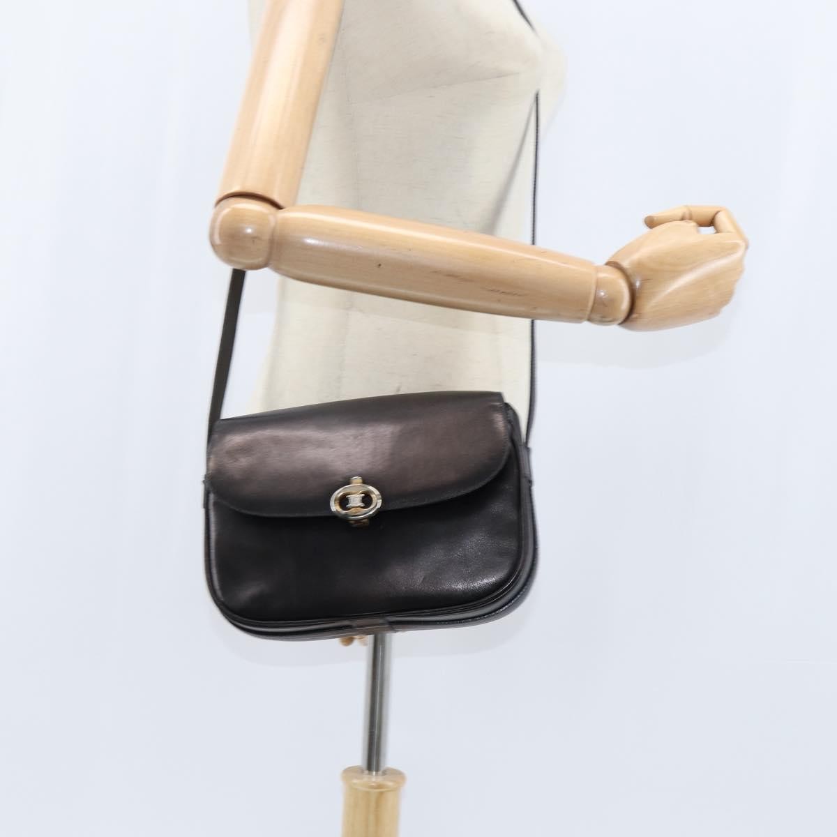 Celine Vintage Triomphe Shoulder Bag Leather, BROWN, LEATHER, Shoulder bag