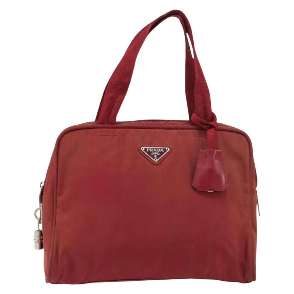 Prada Zip Around Tote Tessuto, Red, Nylon, Shoulder Bag