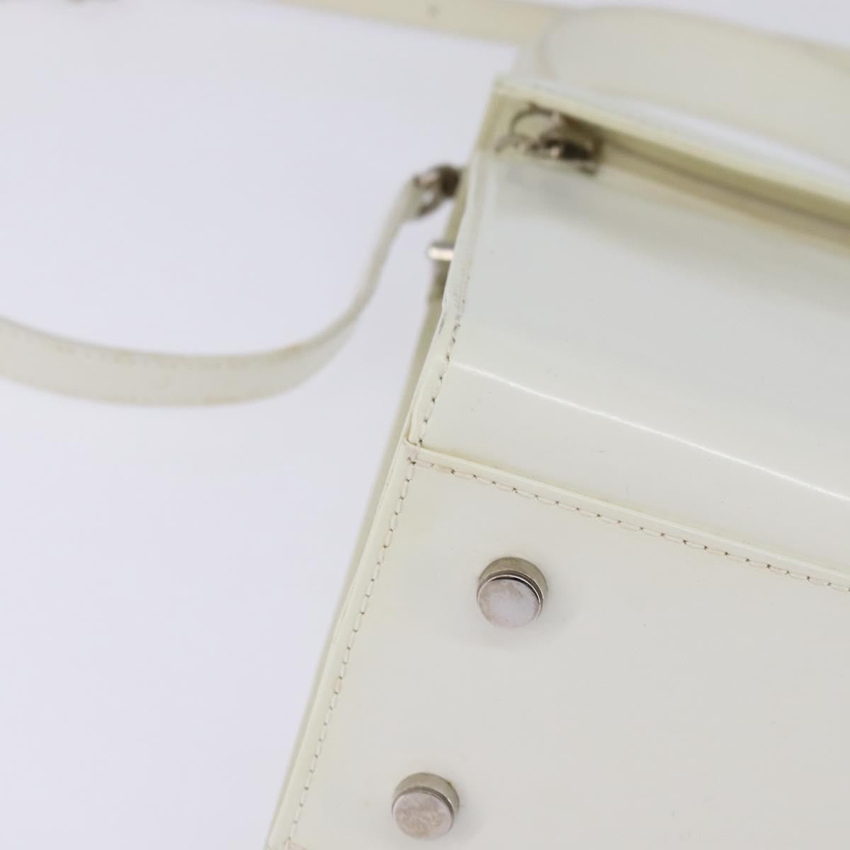 Salvatore Ferragamo Gancini handbag Patent leather, WHITE, PATENT_LEATHER, Handbag