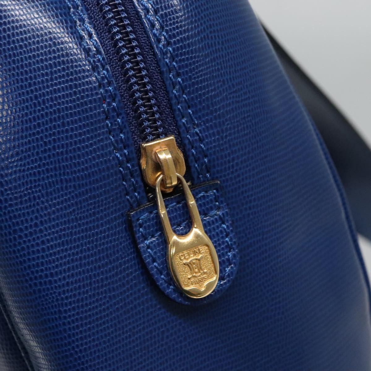 Celine Circle Logo Handbag Leather, BLUE, LEATHER, Handbag