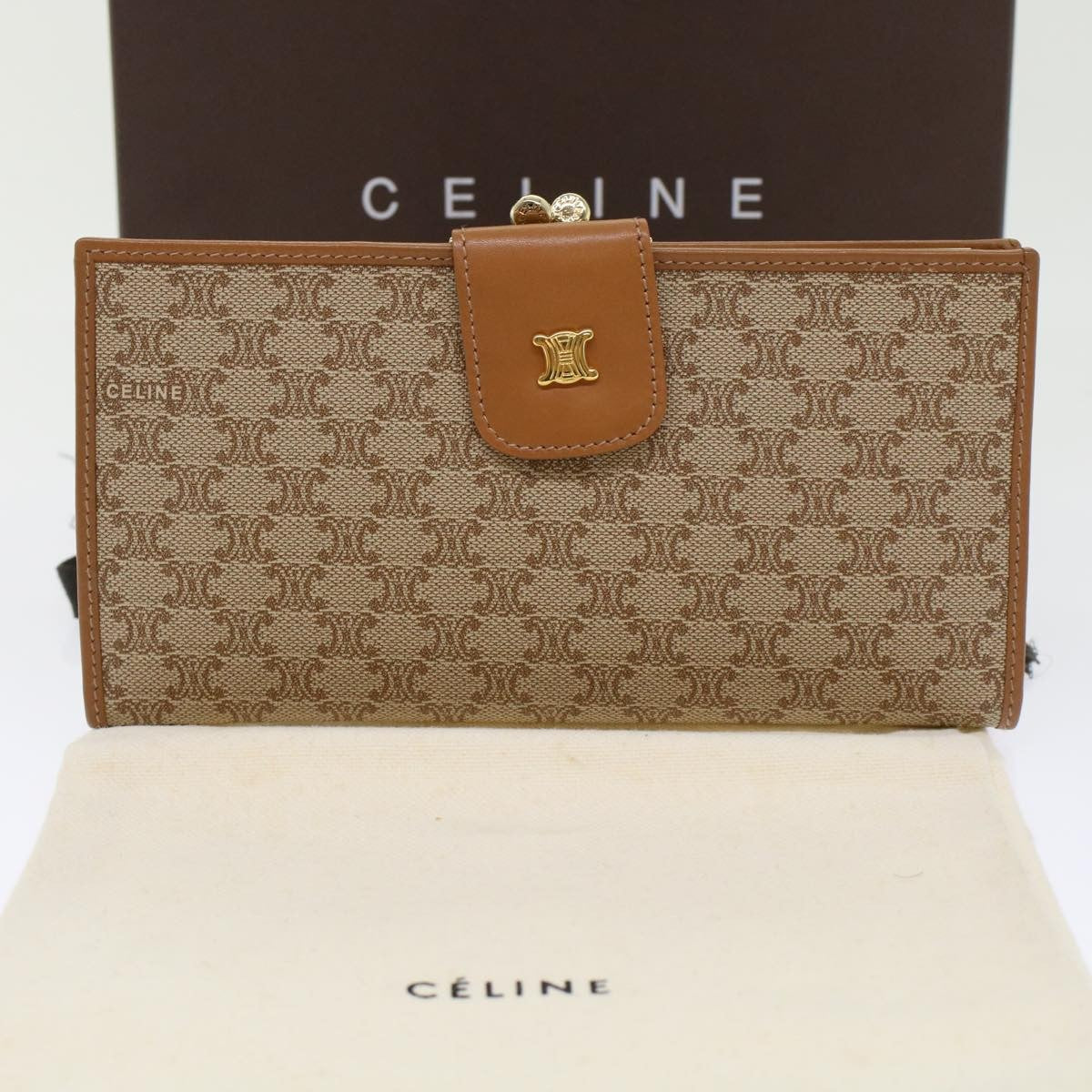 Celine Macadam Wallet Medium, BEIGE, CANVAS, Wallets