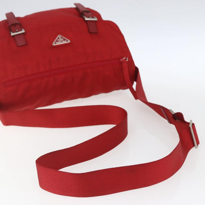 Prada Zip Buckle Messenger Bag Tessuto, Red, Nylon, Shoulder Bag