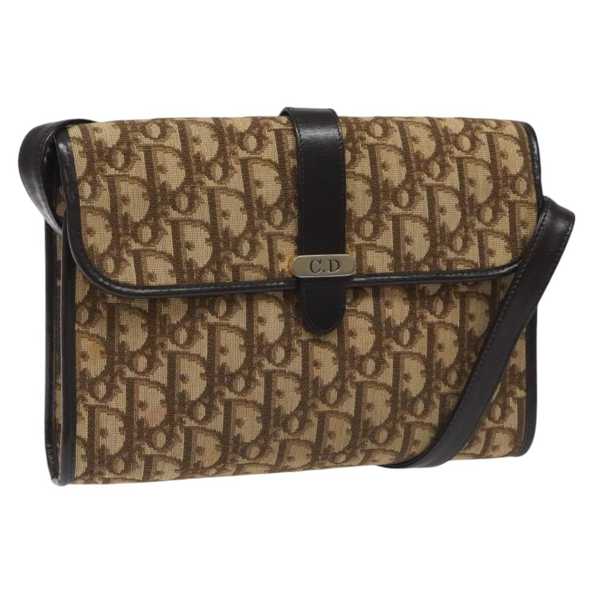 Christian Dior Vintage Trotter Crossbody Bag Diorissimo Coated Canvas, BROWN, CANVAS, Crossbody bag