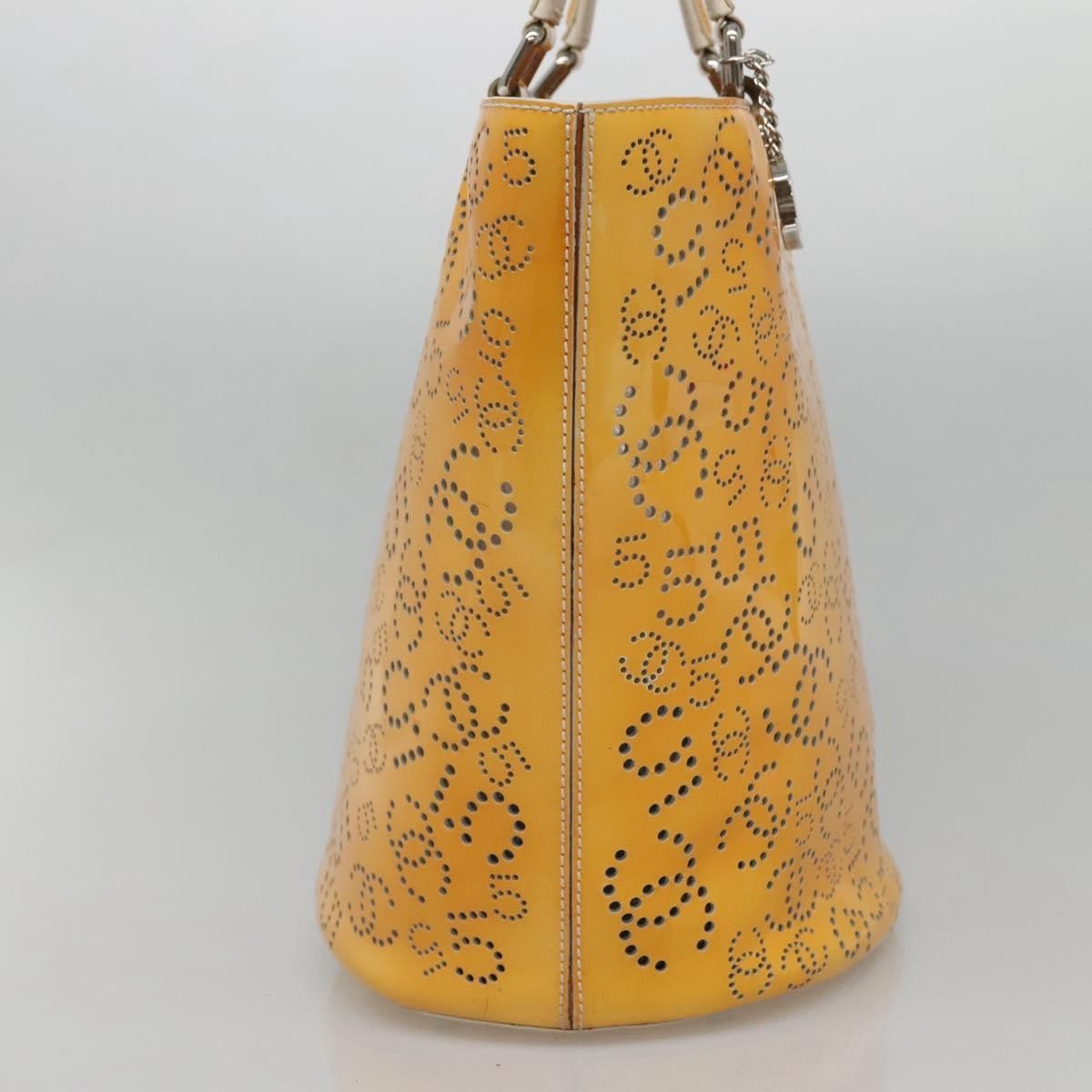 Chanel CC No.5 Shopping Tote Perforated Patent, YELLOW, PATENT_LEATHER, Tote bag