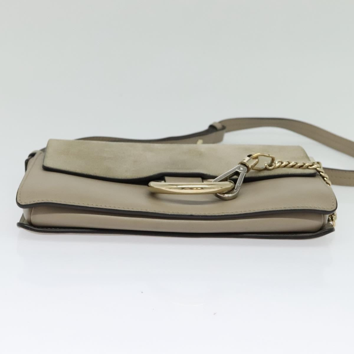 Chloe Faye Shoulder Bag Leather and Suede, BEIGE, LEATHER, Shoulder bag