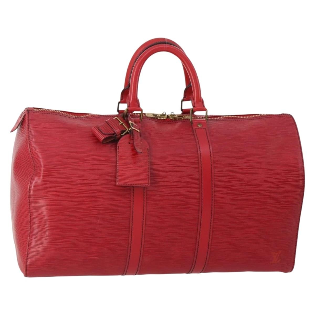 Louis Vuitton Keepall Bag Epi Leather, Red, Leather, Travel Bag