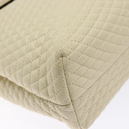 Bally Vintage Flap Handbag Quilted Leather, Ecru, Leather, Handbag