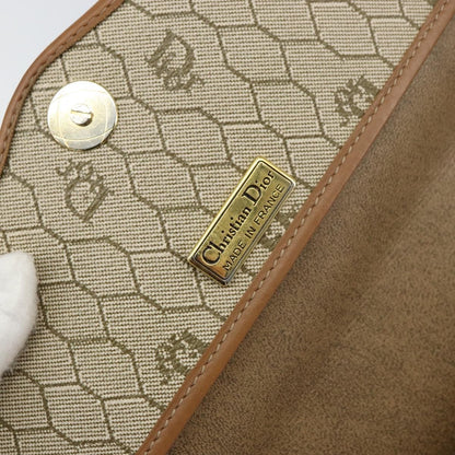 Christian Dior Vintage Honeycomb Shoulder Bag Canvas and Leather, BEIGE, CANVAS, Shoulder bag