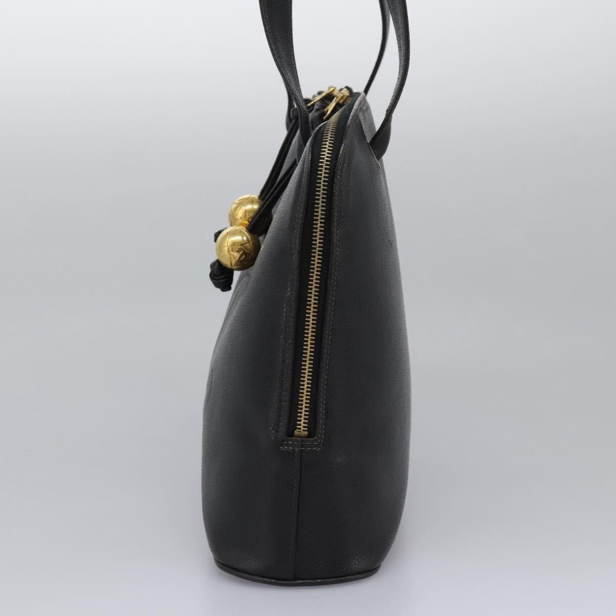 Chanel Vintage CC Dome Bag Leather, BLACK, LEATHER, Tote bag