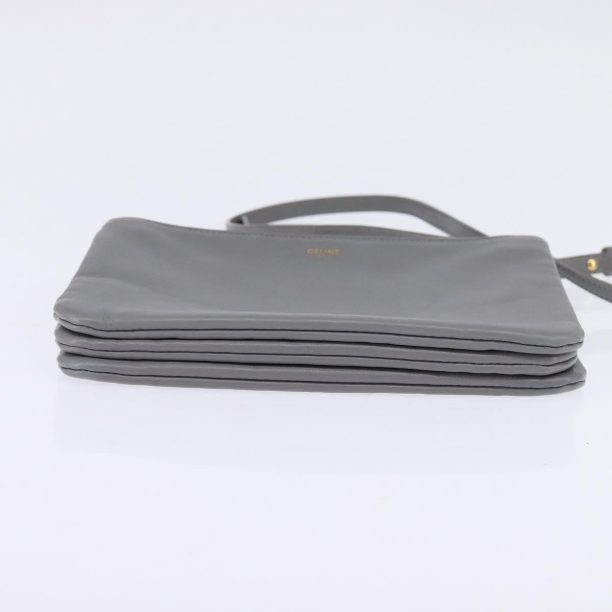 Celine Trio Crossbody Bag Leather, GRAY, LEATHER, Crossbody bag