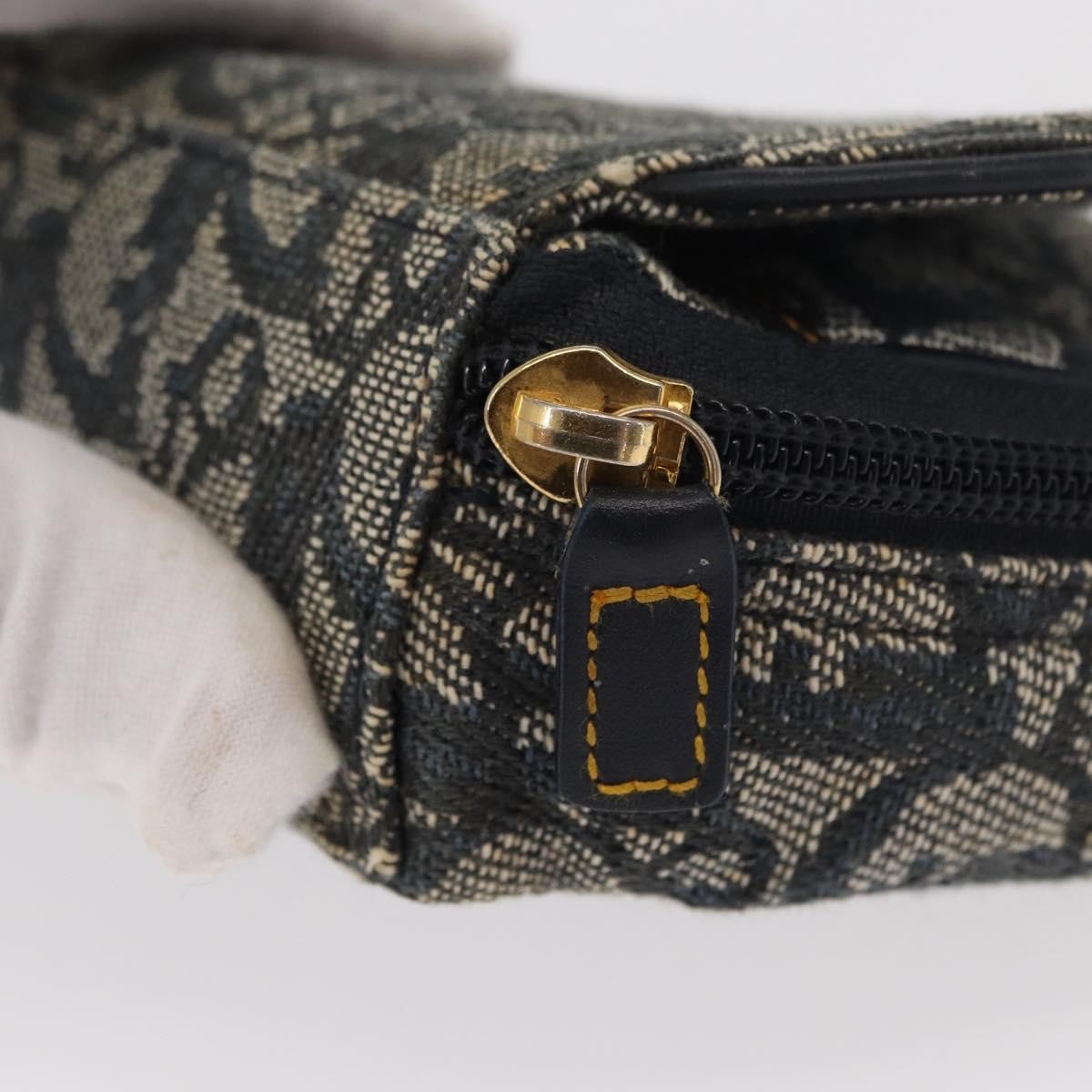 Christian Dior Saddle Zip Pouch Diorissimo Canvas, NAVY, CANVAS, Clutche & pouche