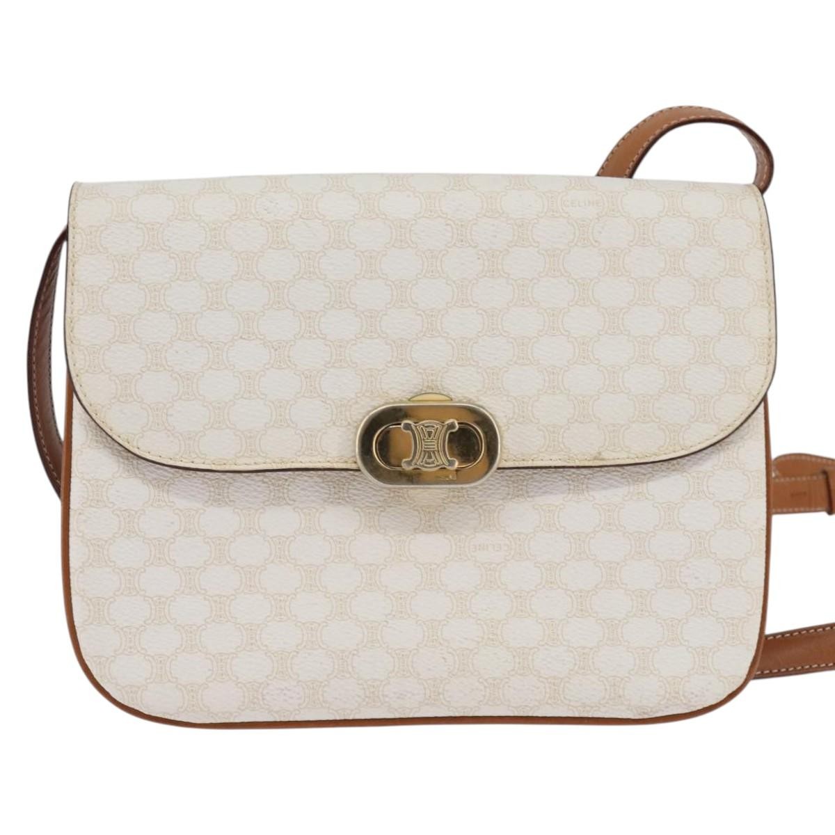 Celine Macadam Shoulder Bag PVC Leather, WHITE, CANVAS, Shoulder bag