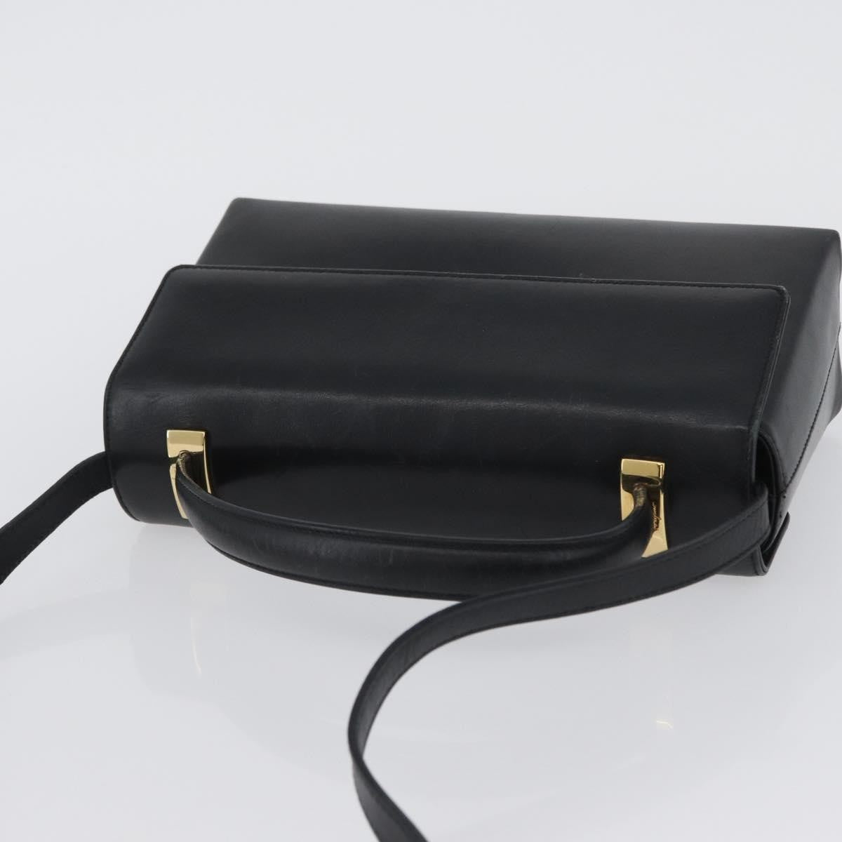 Salvatore Ferragamo Vintage Handbag Leather, BLACK, LEATHER, Handbag