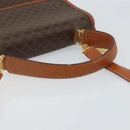 Celine Vintage Macadam Handbag Canvas and Leather, BROWN, CANVAS, Handbag