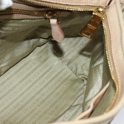 Prada Front Pocket Convertible Tote Leather, BEIGE, LEATHER, Tote bag