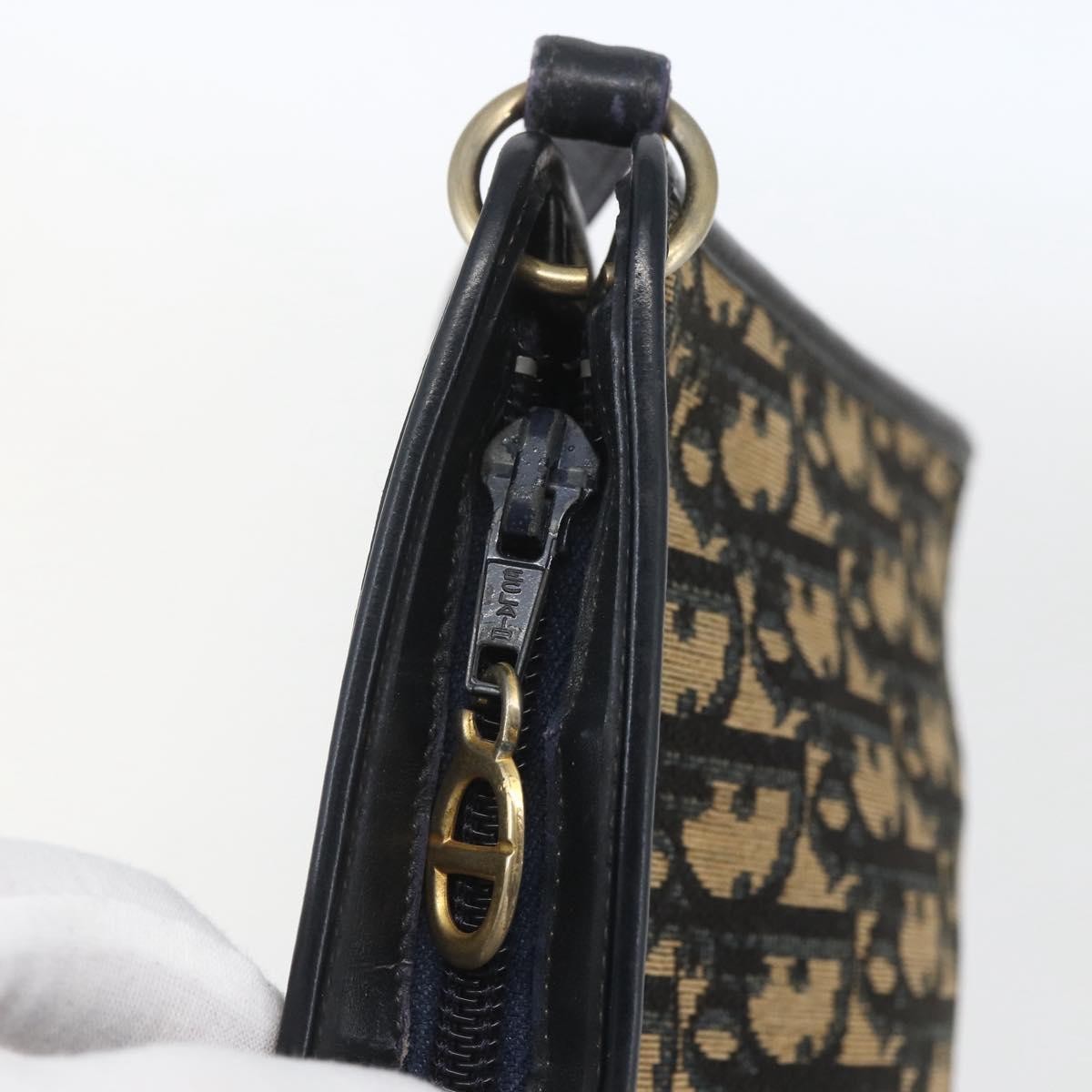Christian Dior Vintage Trotter Shoulder Bag Canvas, NAVY, CANVAS, Shoulder bag