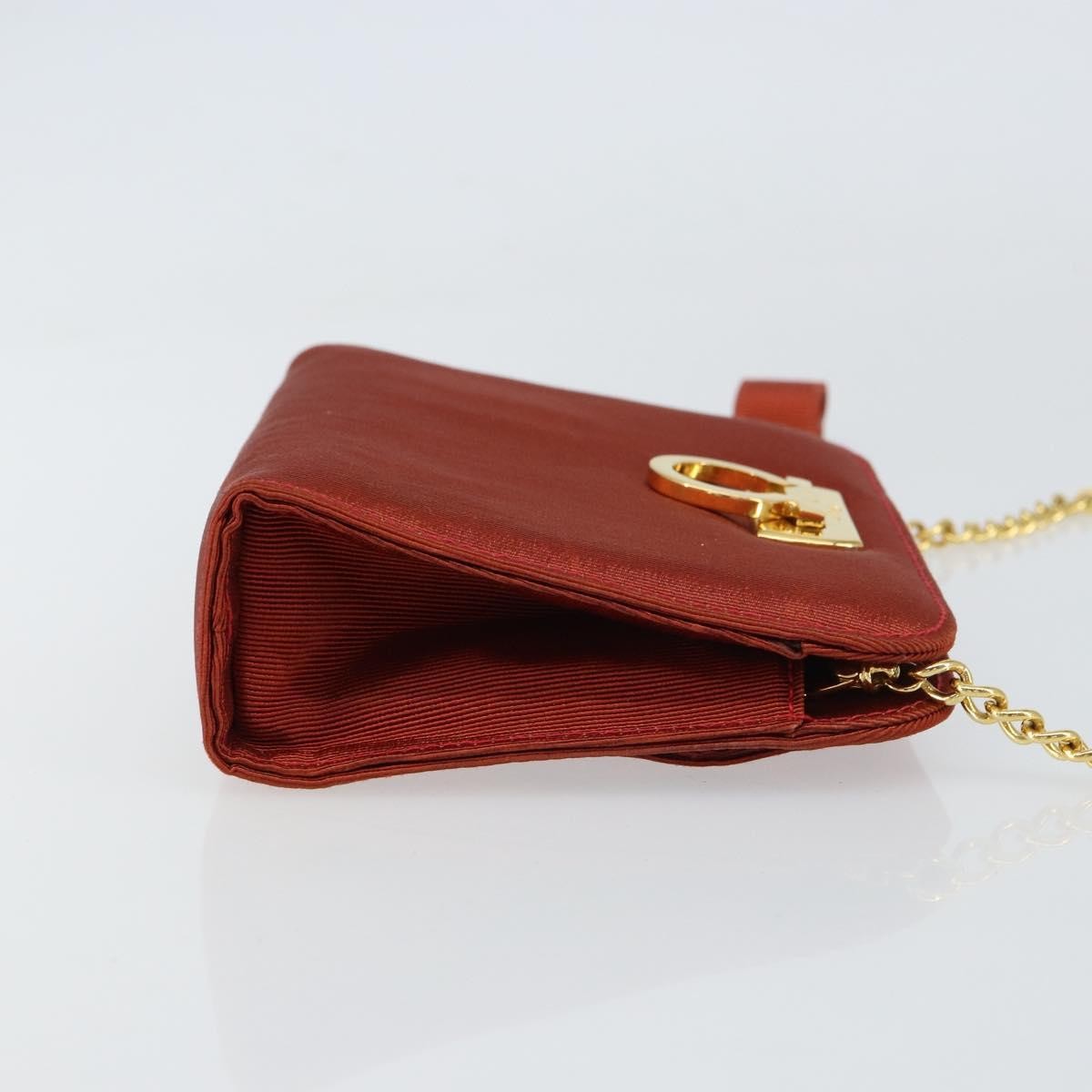 Salvatore Ferragamo Vintage Gancini Chain Shoulder Bag Nylon, RED, NYLON, Shoulder bag