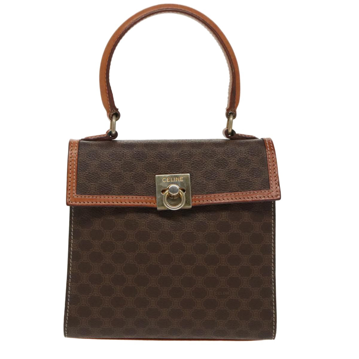 Celine Vintage Macadam Handbag Macadam, BROWN, CANVAS, Handbag