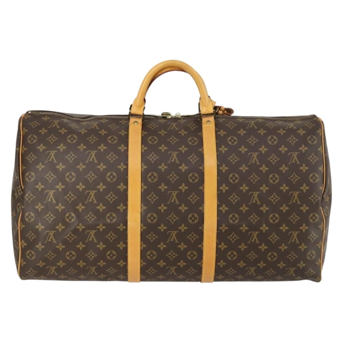 Louis Vuitton Keepall Bag Monogram Canvas, BROWN, CANVAS, Travel bag