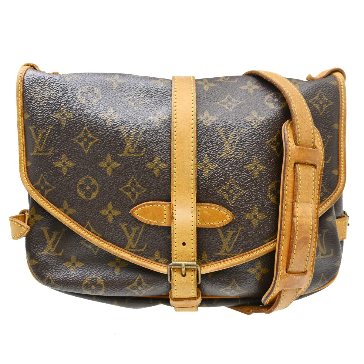 Louis Vuitton Saumur Handbag Monogram Canvas, Brown, Canvas, Shoulder Bag