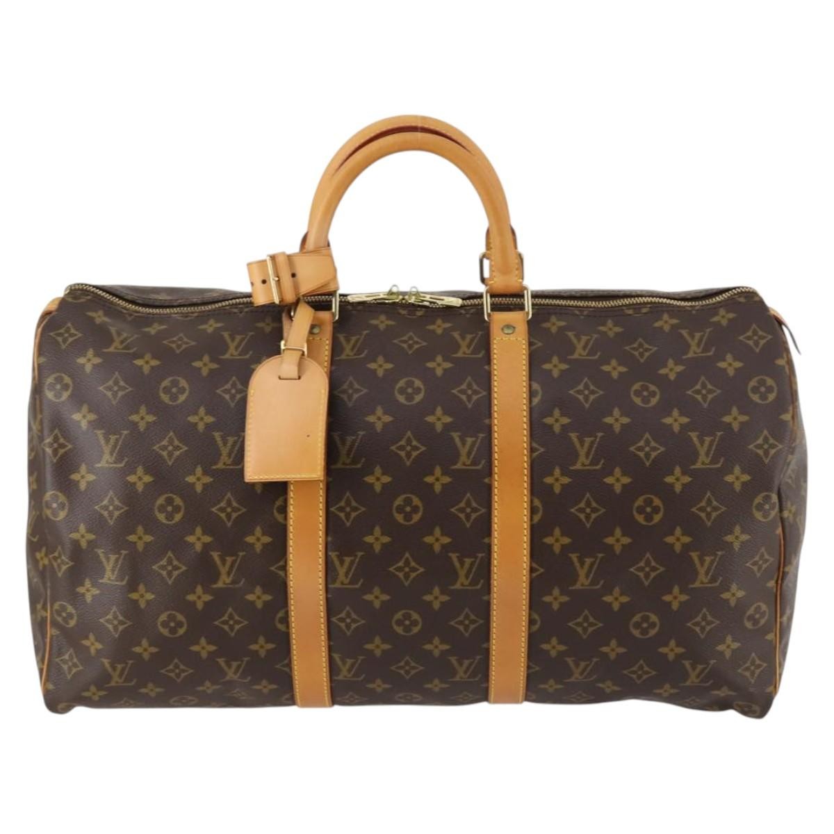 Louis Vuitton Keepall Bag Monogram Canvas, BROWN, CANVAS, Travel bag