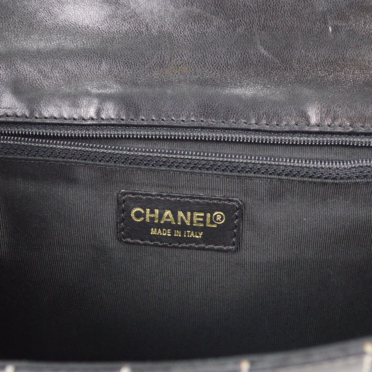 Chanel Chocolate Bar Mademoiselle Flap Bag Quilted Leather, BLACK, LEATHER, Shoulder bag