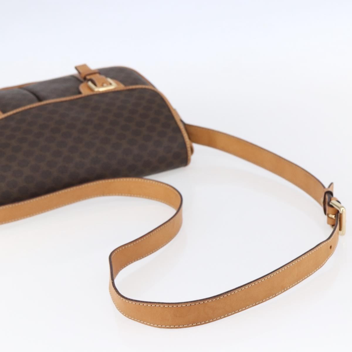 Celine Vintage Macadam Shoulder Bag Canvas and Leather, BROWN, CANVAS, Shoulder bag