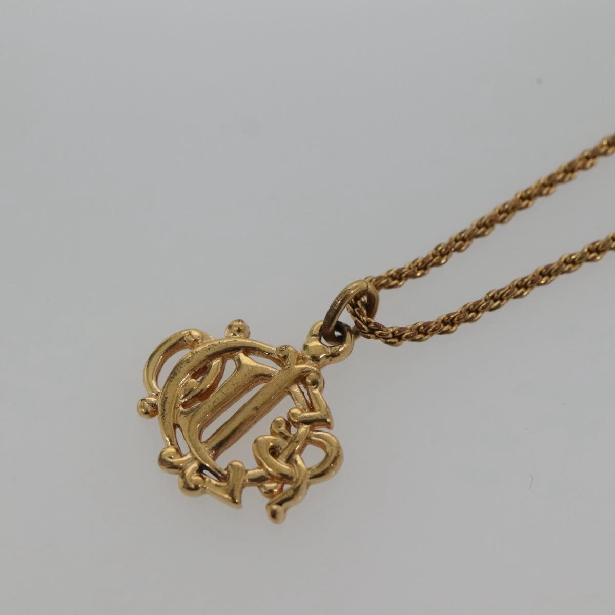 Christian Dior Logo Pendant Necklace Metal, GOLD, METAL, Necklace