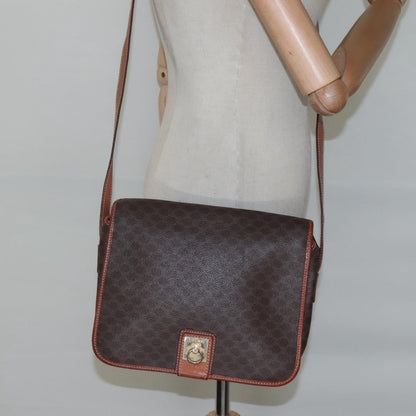 Celine Vintage Macadam Shoulder Bag Canvas and Leather, BROWN, CANVAS, Shoulder bag