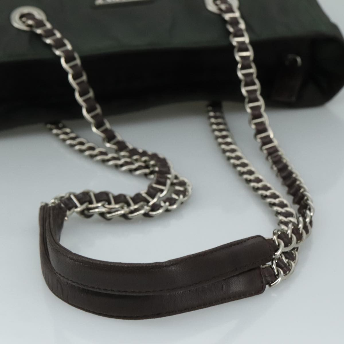 Prada Vintage Chain Tote Tessuto, KHAKI, NYLON, Tote bag