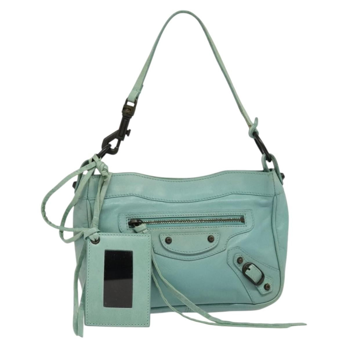 Balenciaga Hip Classic Studs Crossbody Bag Leather, BLUE, LEATHER, Shoulder bag