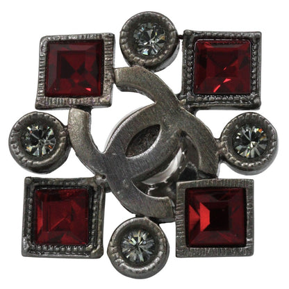 Chanel CC Coco Brooch Metal and Rhinestone, SILVER, METAL, Brooch