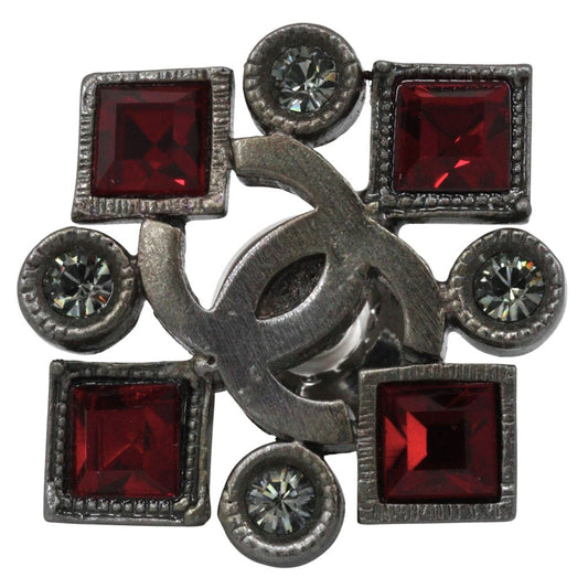 Chanel CC Coco Brooch Metal and Rhinestone, SILVER, METAL, Brooch