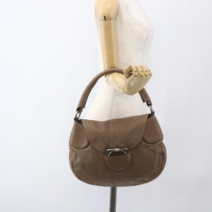 Salvatore Ferragamo Gancini Shoulder Bag Leather, BEIGE, LEATHER, Shoulder bag