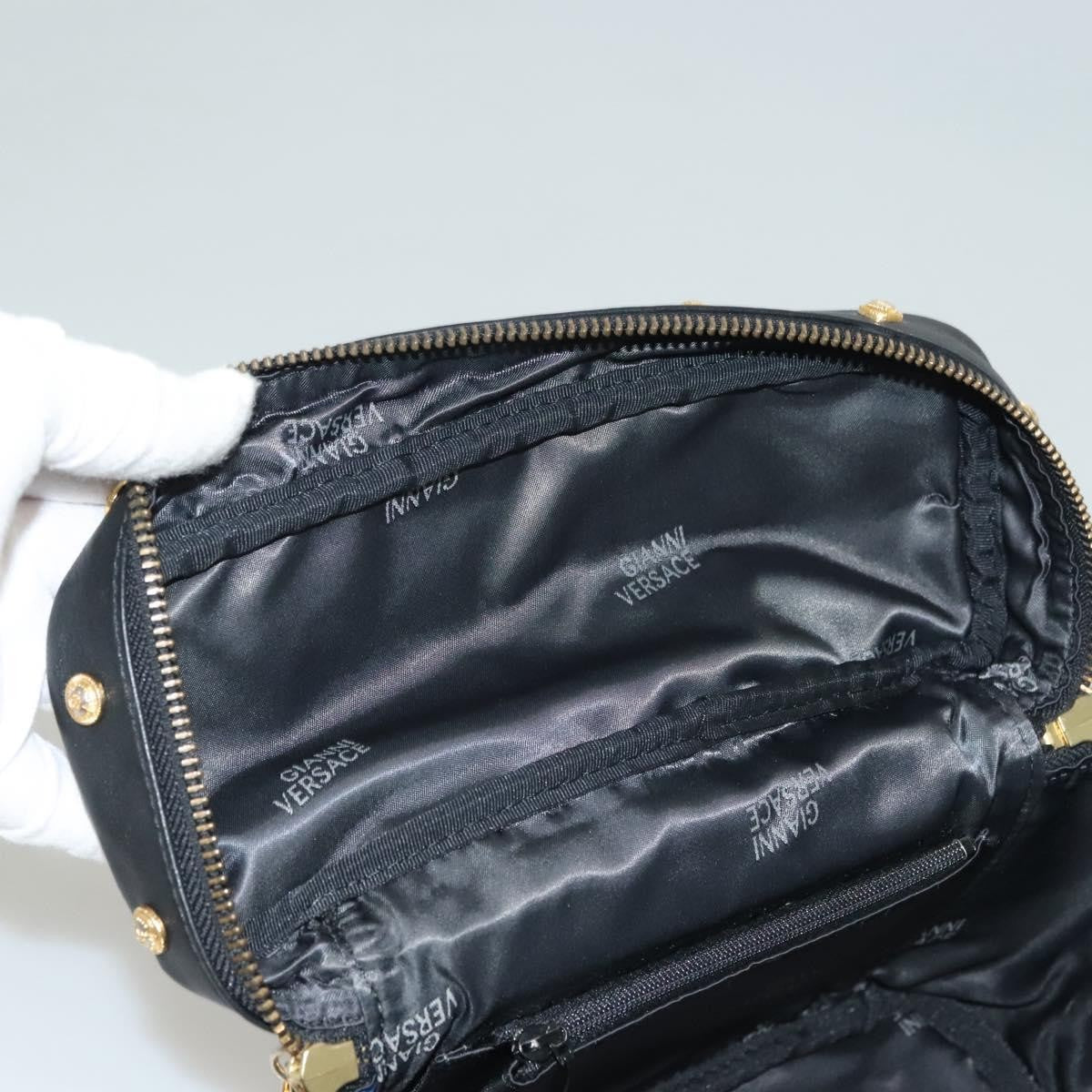 Versace Vanity Hand Bag Canvas and Leather, BLUE, CANVAS, Clutche & pouche