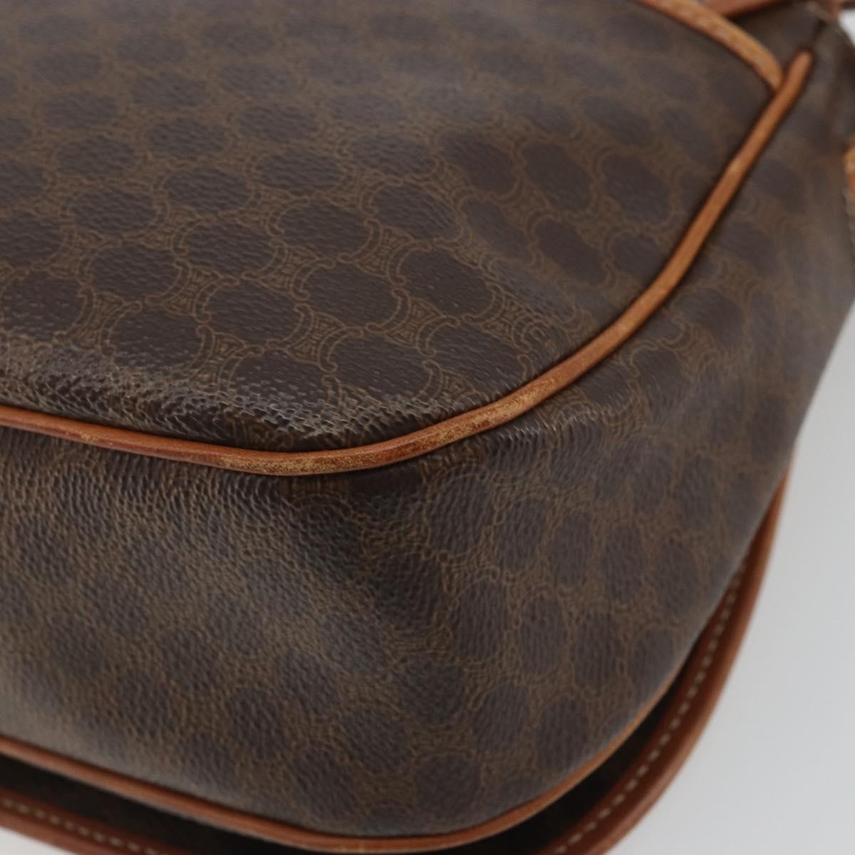 Celine Vintage Macadam Shoulder Bag Canvas and Leather, Brown, Canvas, Shoulder Bag