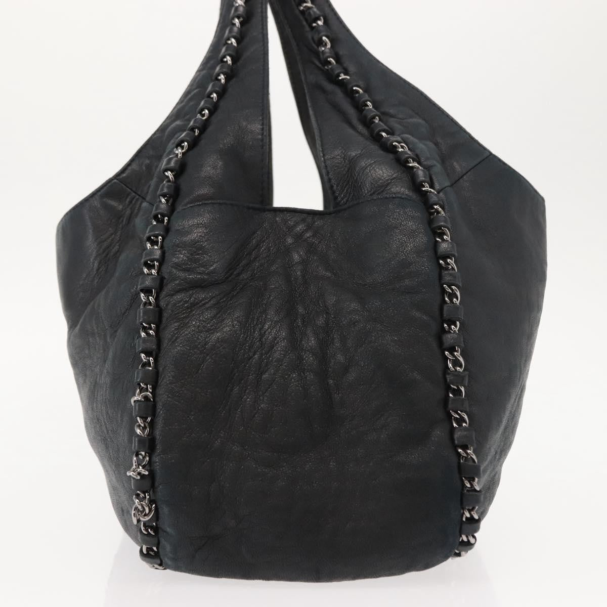 Chanel Vintage Chain Around Shoulder Bag Leather, BLACK, LEATHER, Shoulder bag