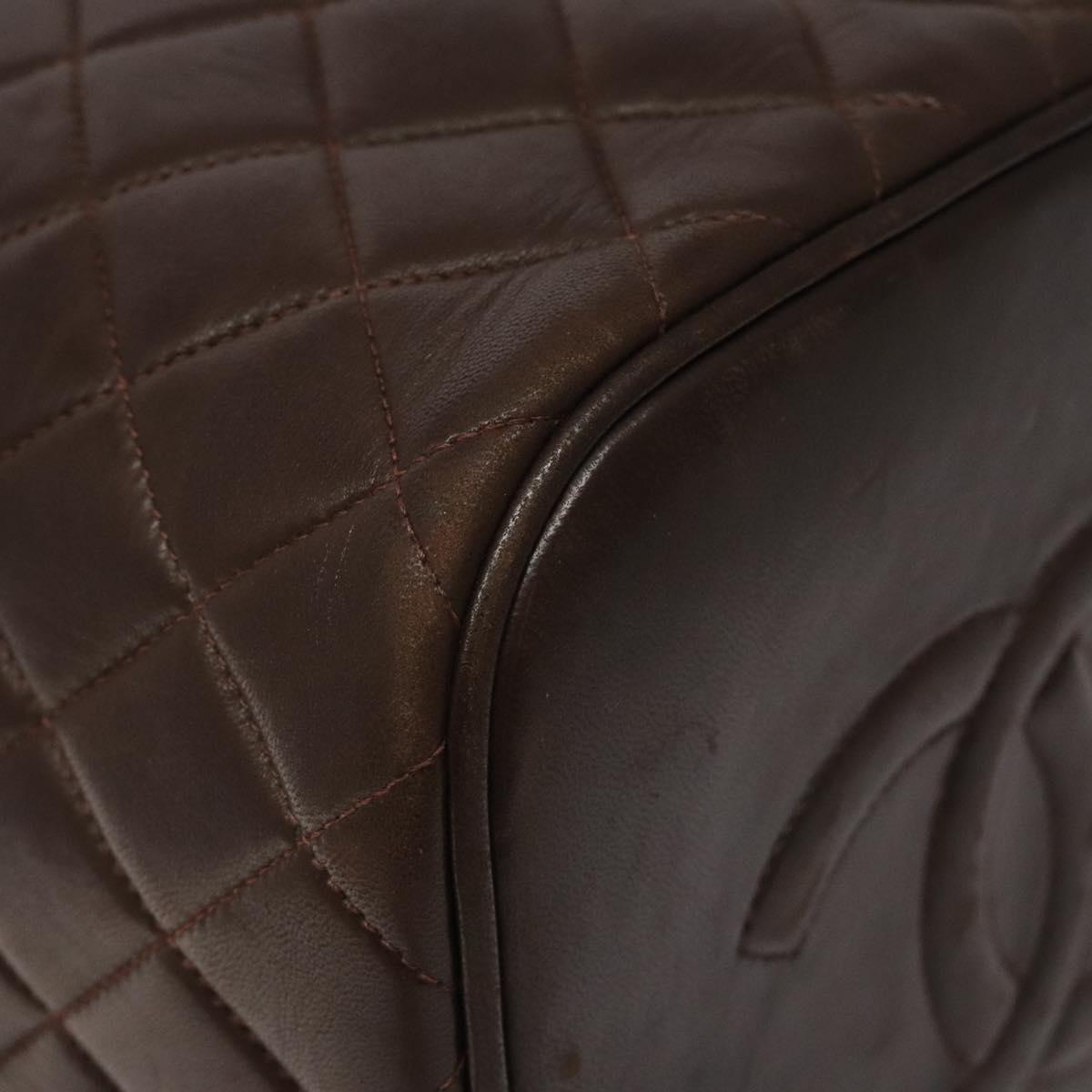 Chanel Vanity pouch Leather, BROWN, LEATHER, Toiletry Case