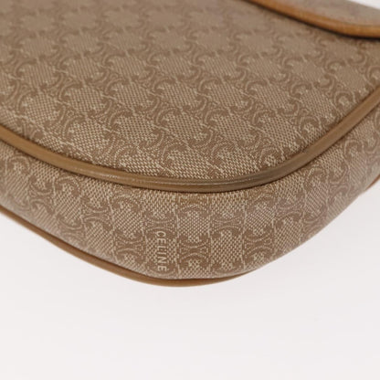 Celine Vintage Macadam Shoulder Bag Canvas and Leather, BEIGE, CANVAS, Shoulder bag