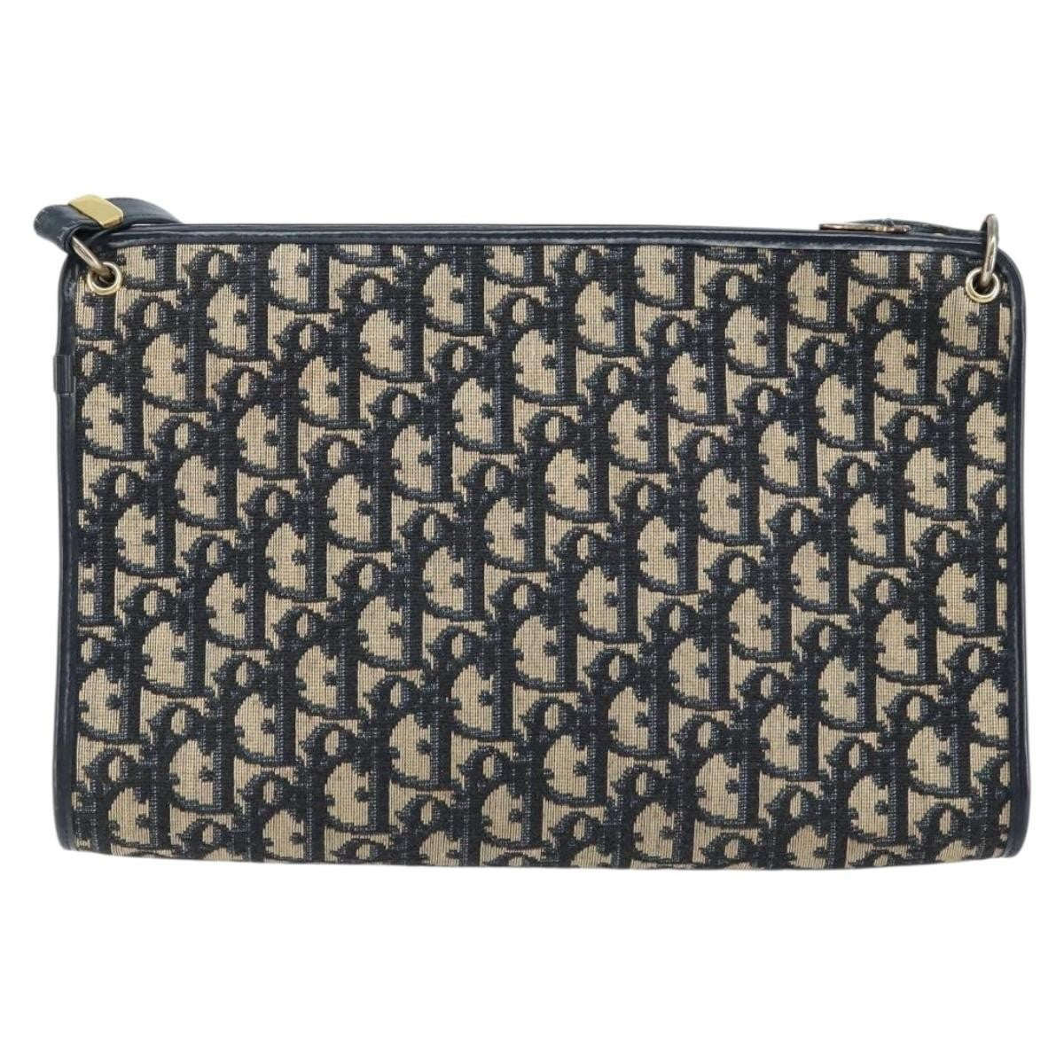 Christian Dior Vintage Trotter Shoulder Bag Canvas, NAVY, CANVAS, Shoulder bag