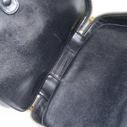 Chanel Vintage Timeless Zip Around Vanity Case Caviar, Black, Leather, Clutch