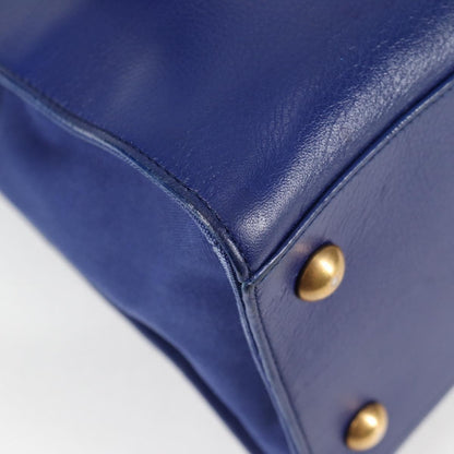 Saint Laurent Muse Two Bag Leather with Canvas, Blue, Leather, Shoulder Bag