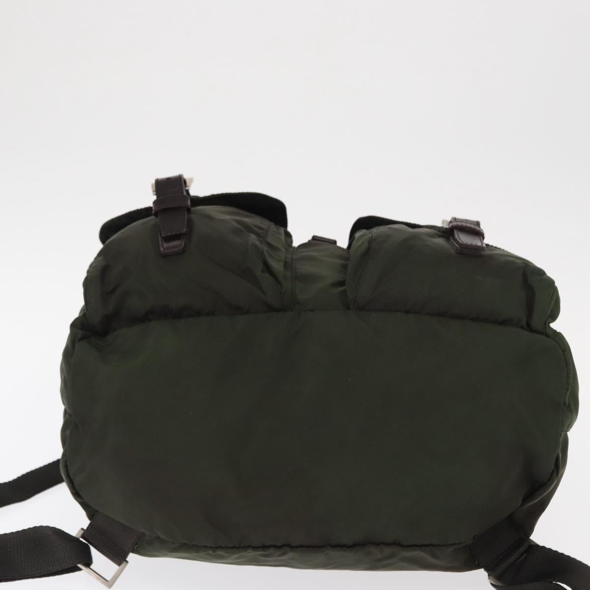 Prada Double Front Pocket Backpack Tessuto, Khaki, Nylon, Backpack