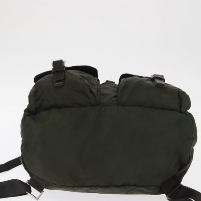 Prada Double Front Pocket Backpack Tessuto, Khaki, Nylon, Backpack