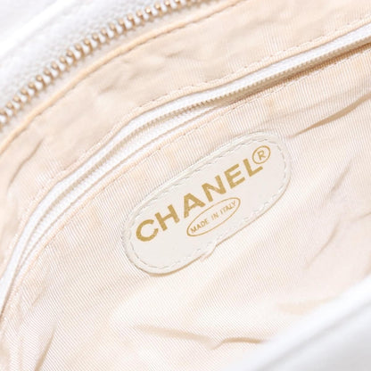 Chanel Vintage Wooden Ring Tote Leather, WHITE, LEATHER, Tote bag
