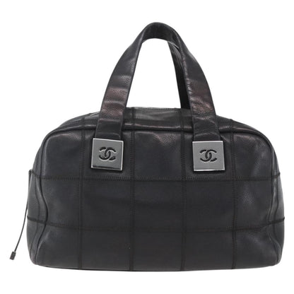 Chanel Chocolate Bar CC Bowler Bag Caviar skin, BLACK, LEATHER, Handbag